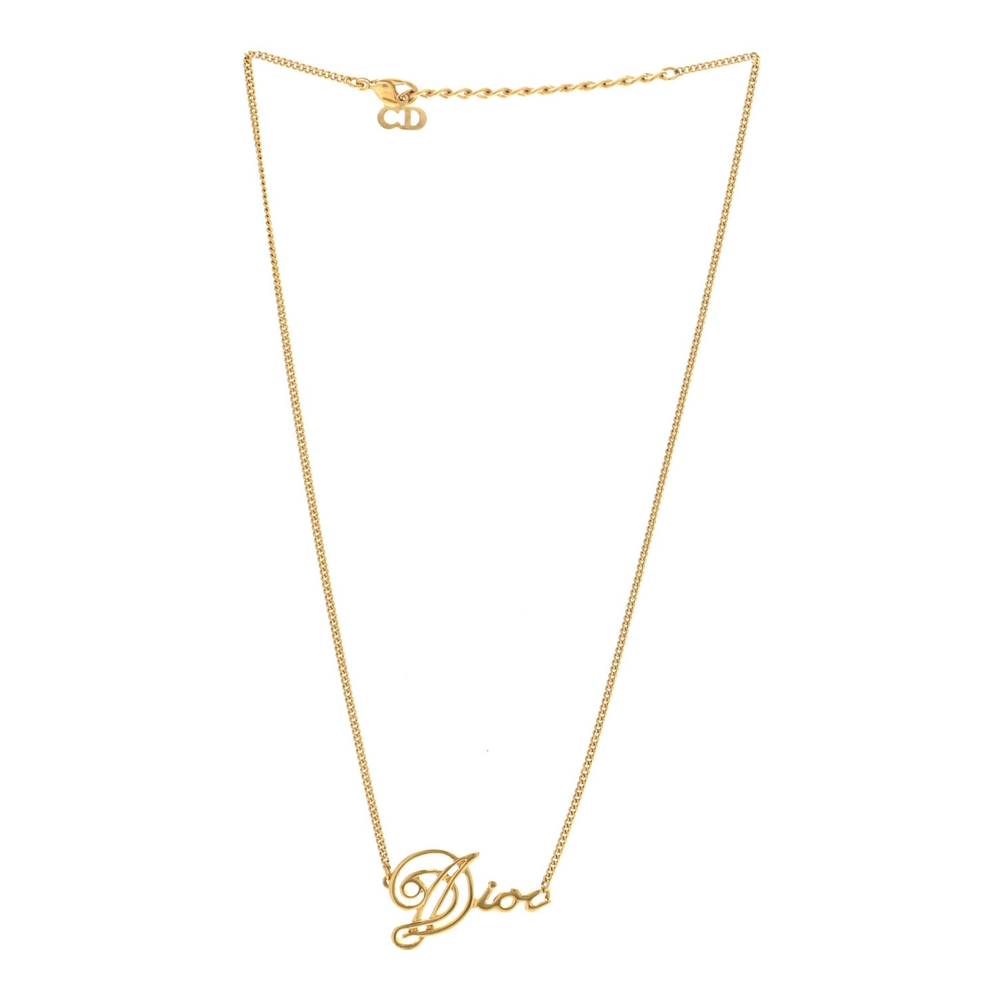 Metal Cursive Logo Necklace Gold