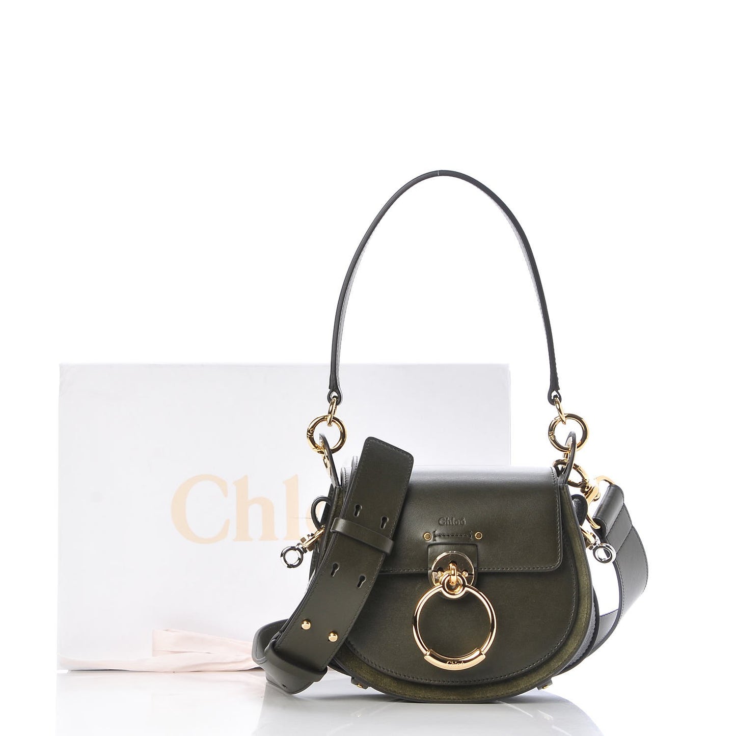 Calfskin Suede Small Tess Bag Deep Forest