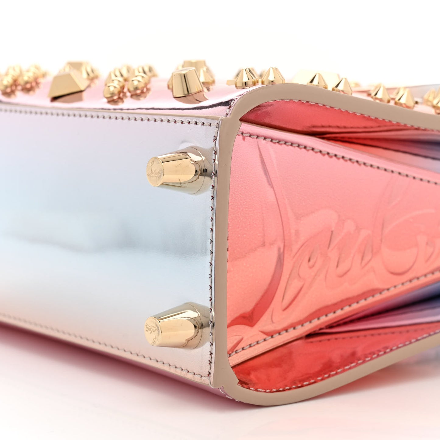 Mirror Degrade Spikes Loubinthesky Mini Paloma Leche Gold