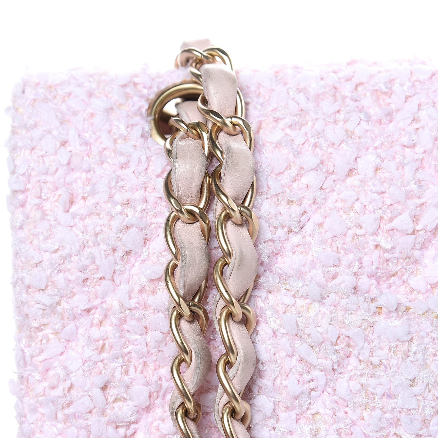Tweed Medium Double Flap Pink