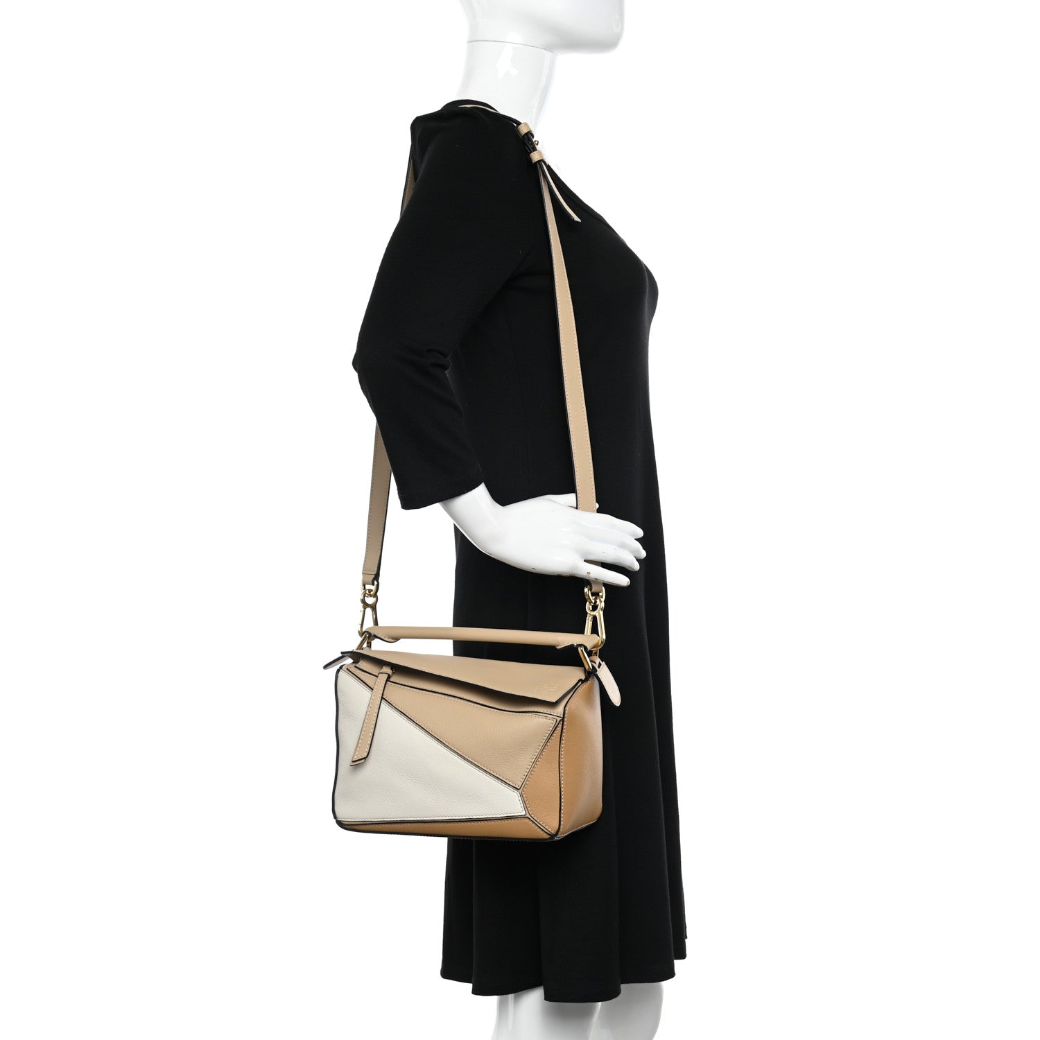 Loewe Calfskin Small Puzzle Bag Dusty Beige Soft White 1700690