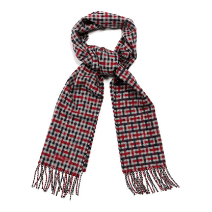 Hermes Cashmere H Ecossais Muffler Marine Bordeaux Gris Clair 1 of 3
