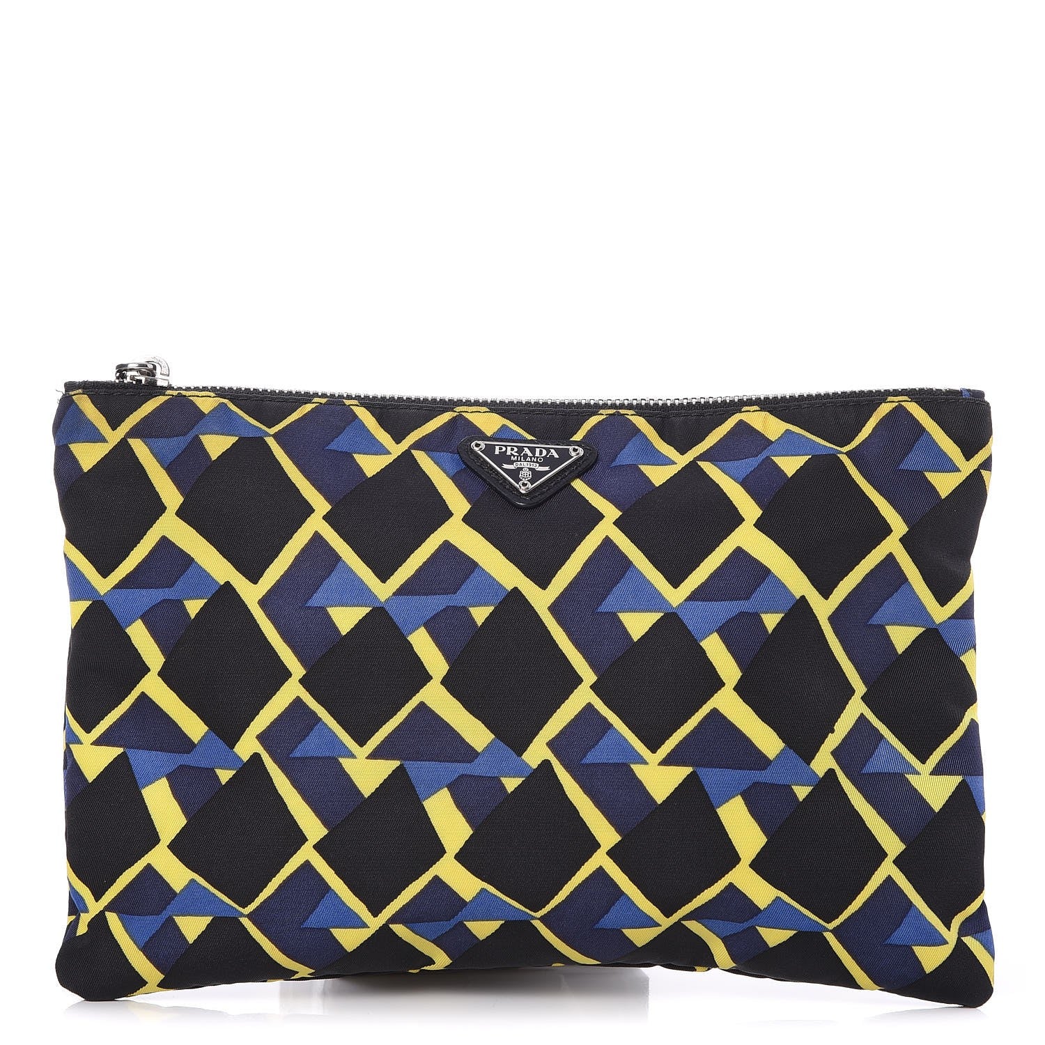 Prada Nylon Pouch Black Yellow Blue 1 of 7