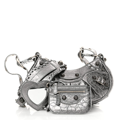 Balenciaga Metallic Agneau Arena Le Cagole Shoulder Bag XS Silver 3 of 11