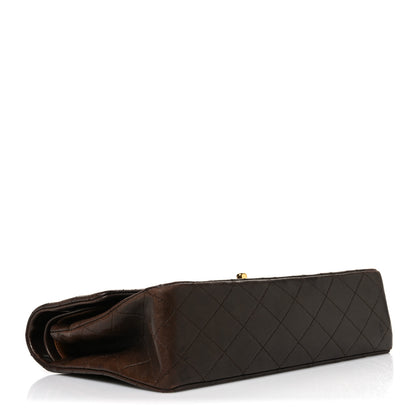 Chanel Lambskin Quilted Medium Double Flap Dark Brown 4 of 13