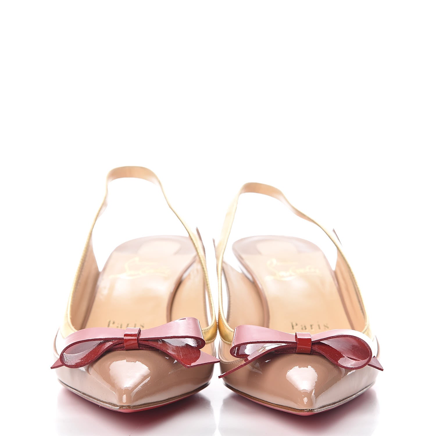 Christian Louboutin Patent PVC Suspenodo Sling 45 Pumps 36 Nude 2 of 8
