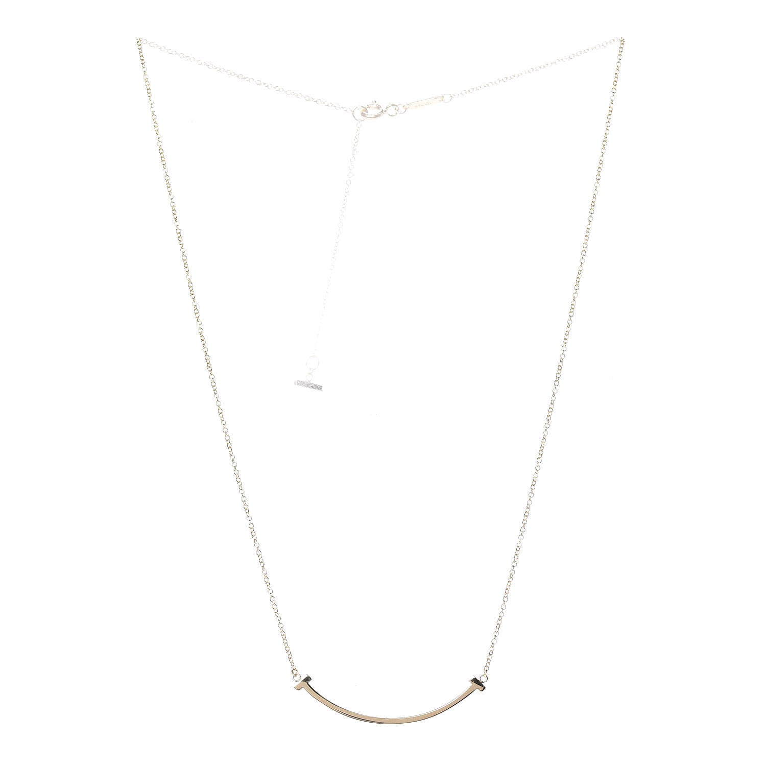 Tiffany 18K Yellow Gold Small T Smile Pendant Necklace 3 of 7