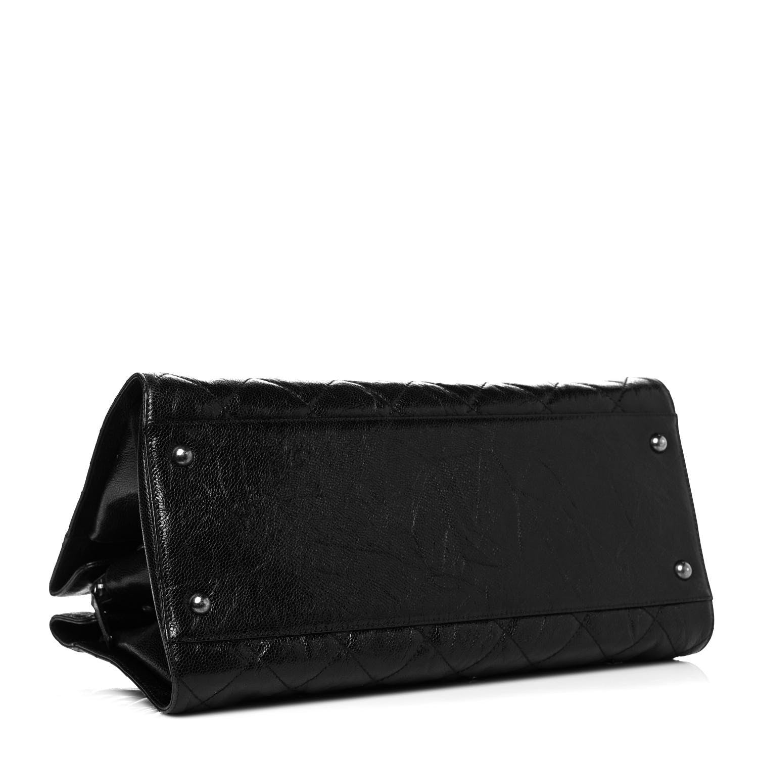 Chanel Crumpled Grained Calfskin Quilted CC Crave Tote Black 4 of 14