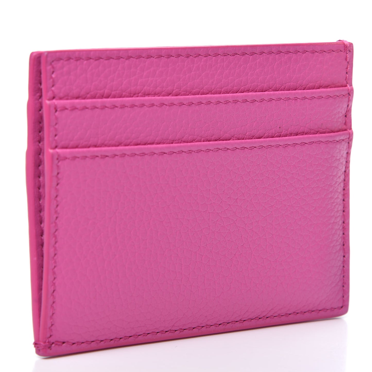Grained Calfskin Card Holder Fuchsia