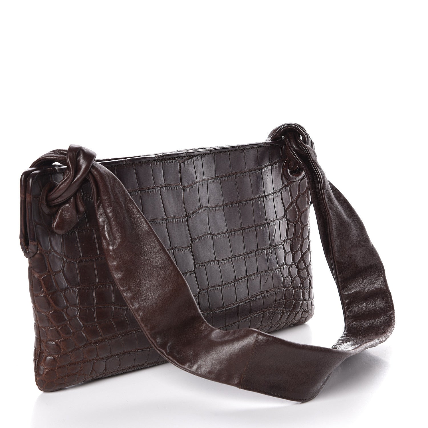 Bottega Veneta Crocodile Shoulder Bag Brown 3 of 10