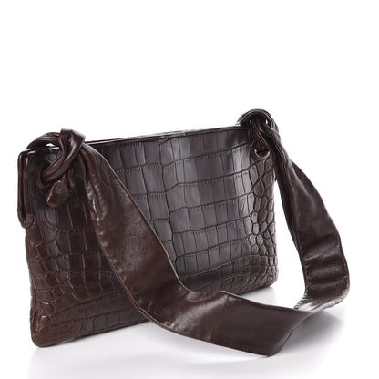Bottega Veneta Crocodile Shoulder Bag Brown 3 of 10