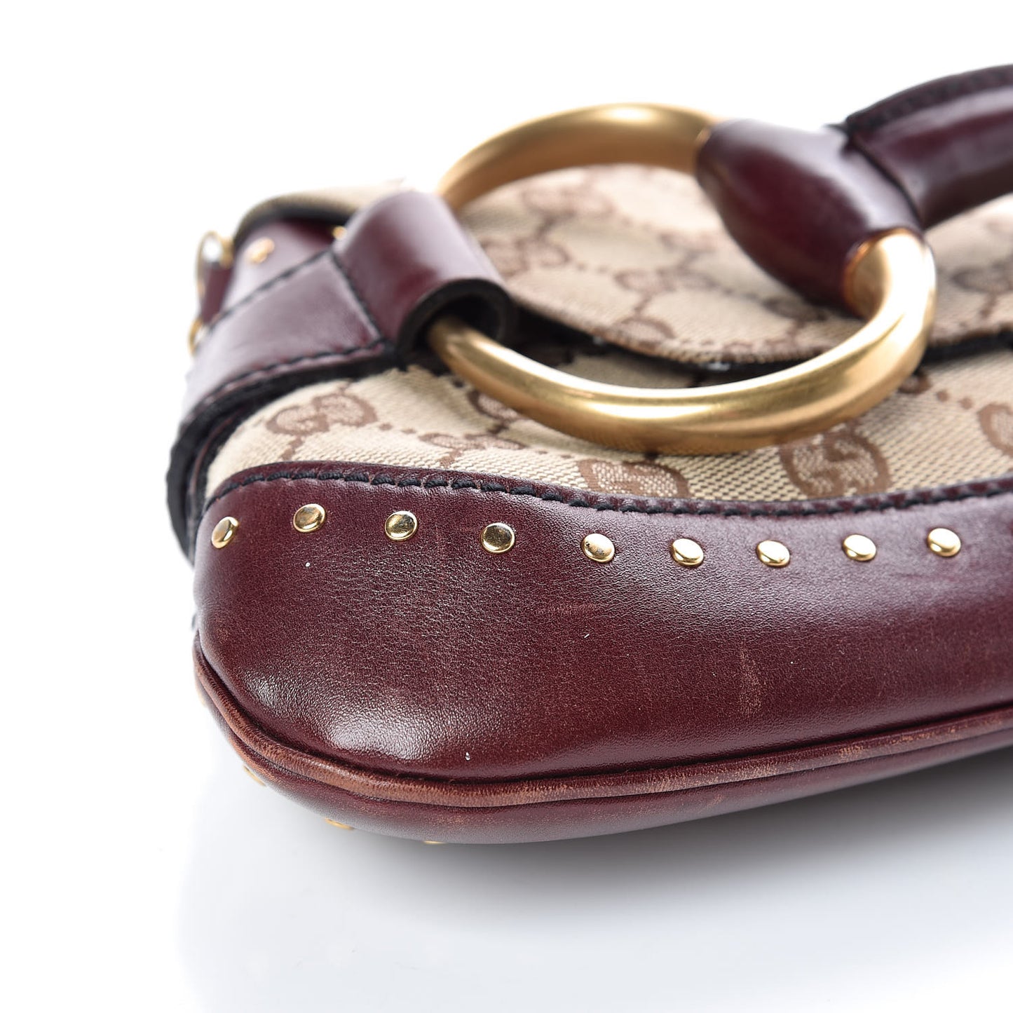 Monogram Studded Large Horsebit Clutch Bordeaux