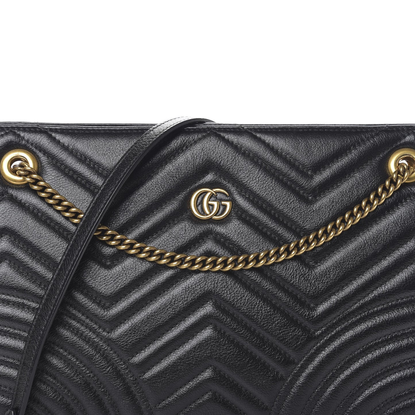 Azalea Calfskin Matelasse Heart Medium GG Marmont Slim Shoulder Bag Black