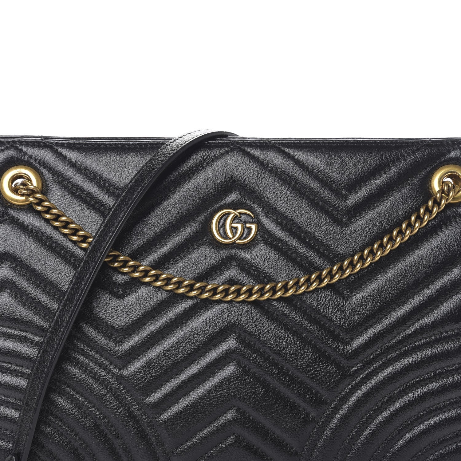Gucci Azalea Calfskin Matelasse Heart Medium GG Marmont Slim Shoulder Bag Black 10 of 10