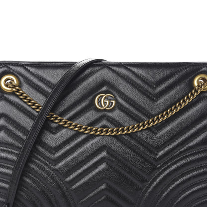 Gucci Azalea Calfskin Matelasse Heart Medium GG Marmont Slim Shoulder Bag Black 10 of 10