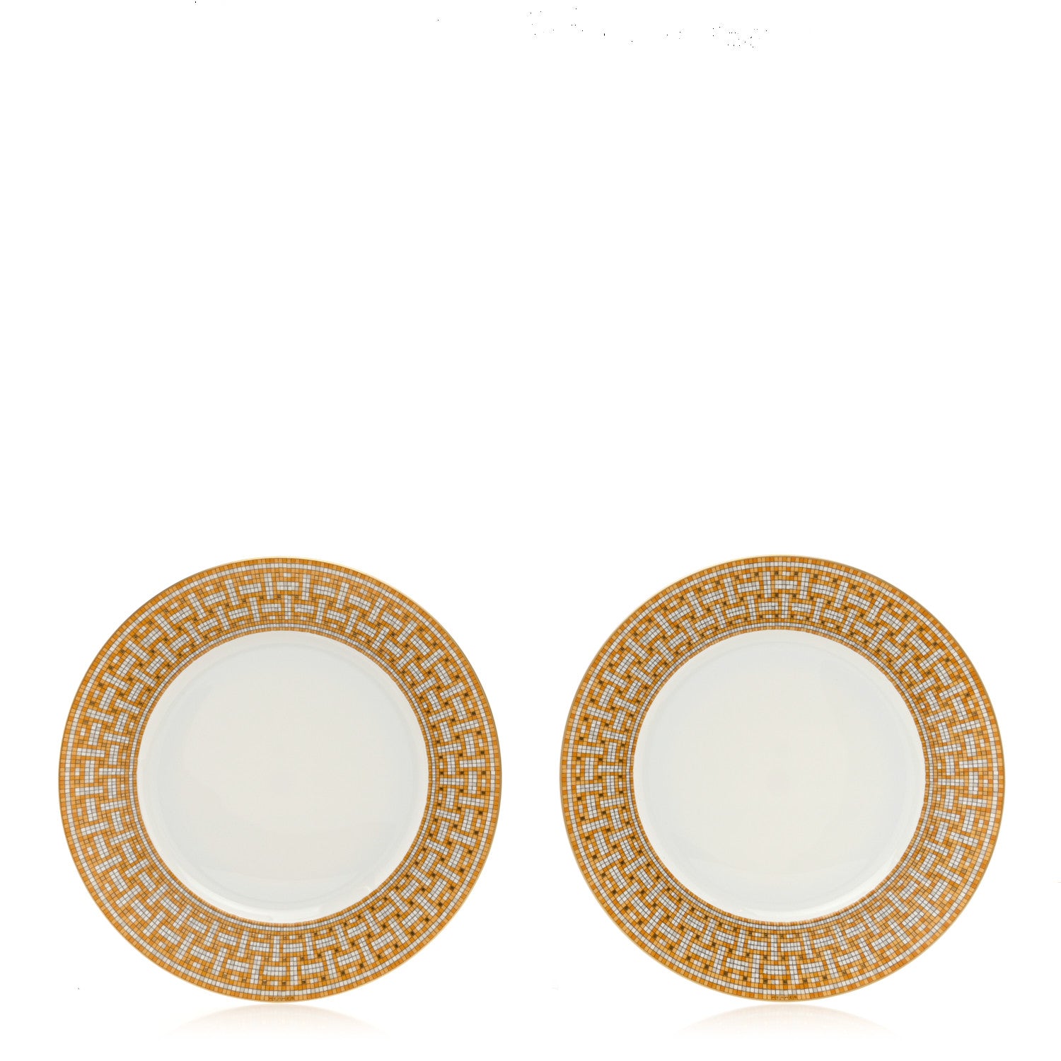 Hermes Porcelain Mosaique Au 24 Gold Dinner Plate Set of 2 1 of 8