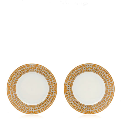 Hermes Porcelain Mosaique Au 24 Gold Dinner Plate Set of 2 1 of 8