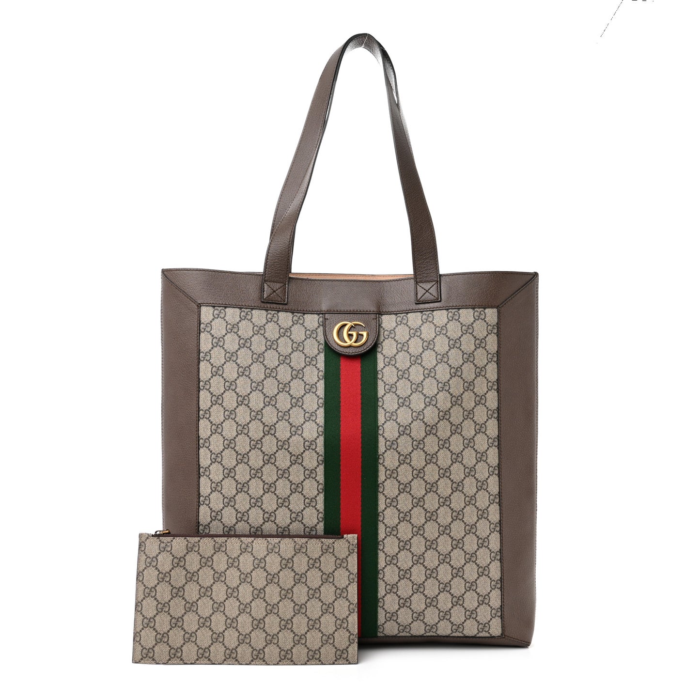 GG Supreme Monogram Web Large Ophidia Vertical Shopping Tote Brown