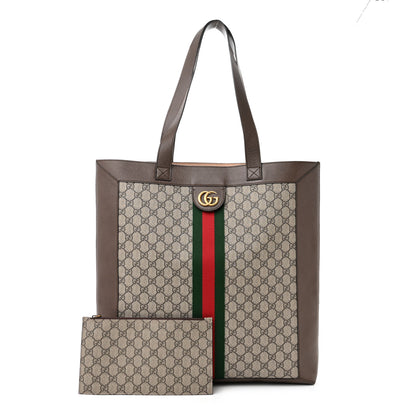 Gucci GG Supreme Monogram Web Large Ophidia Vertical Shopping Tote Brown 1 of 11