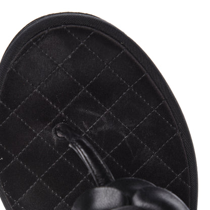 Chanel Lambskin Camellia Thong Sandals 38.5 Black 17 of 18