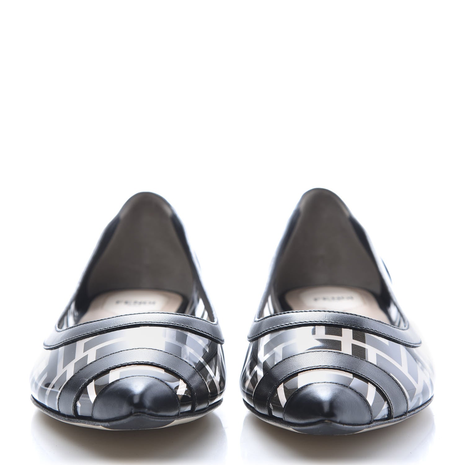 Fendi PVC Calfskin FF Colibri Ballerina Flats 40 Black 2 of 8