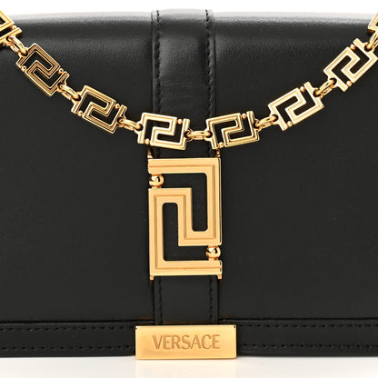 Versace Calfskin Greca Goddess Wallet On Chain Black 7 of 9