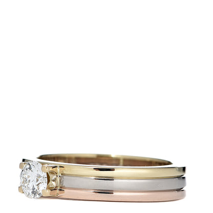 Cartier 18K Pink Yellow White Gold Diamond .23ct Solitaire Trinity Engagement Ring 46 3.75 3 of 7
