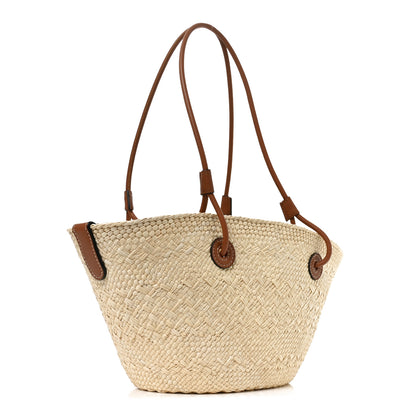 Loewe Calfskin Raffia Small Anagram Basket Tote Bag Natural Tan 3 of 9