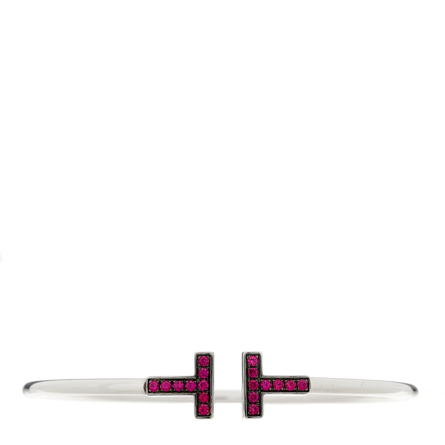 Tiffany 18K White Gold Ruby T Wire Bracelet 1 of 4