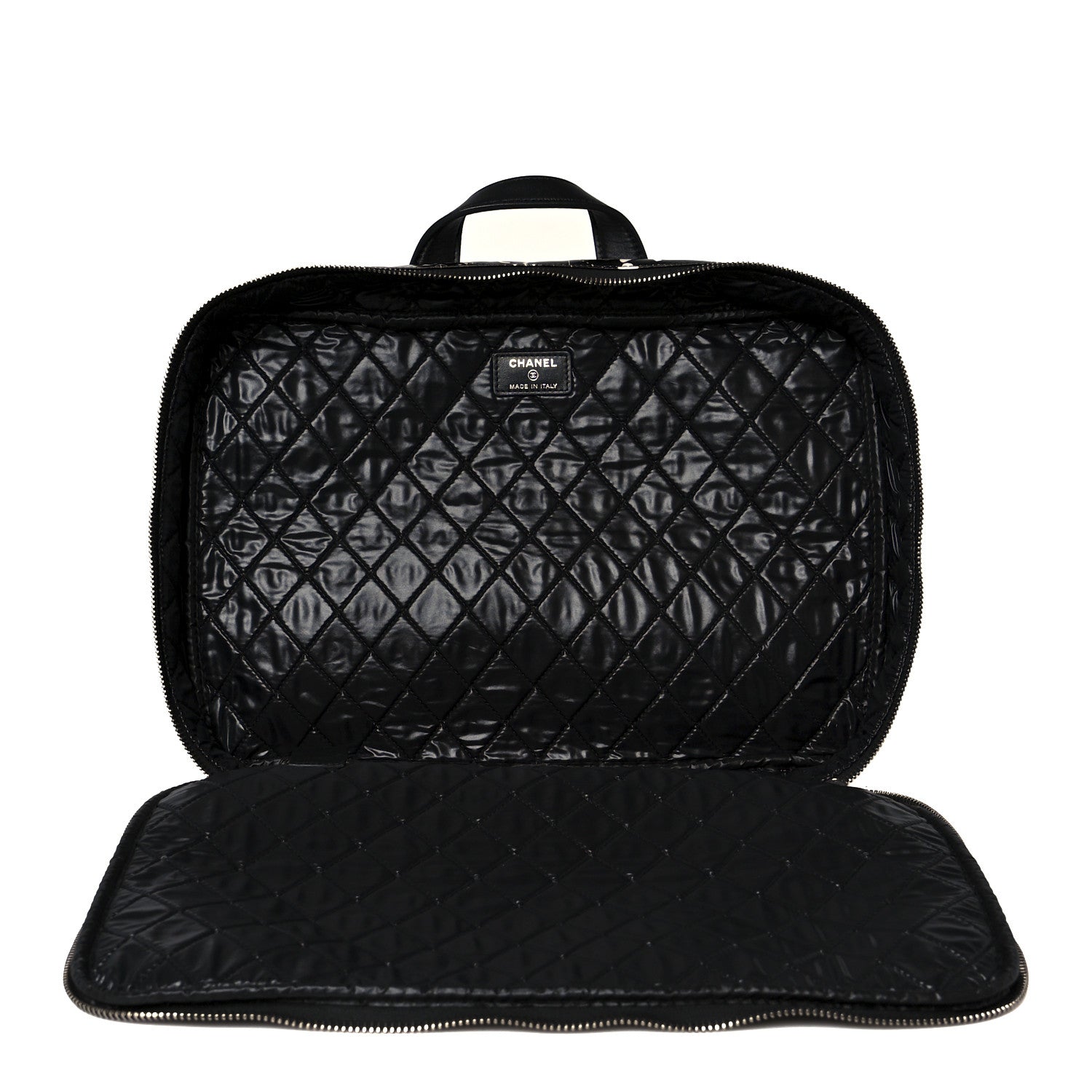 Chanel Coated Canvas Airline Large Travel Bag Black White 1798336