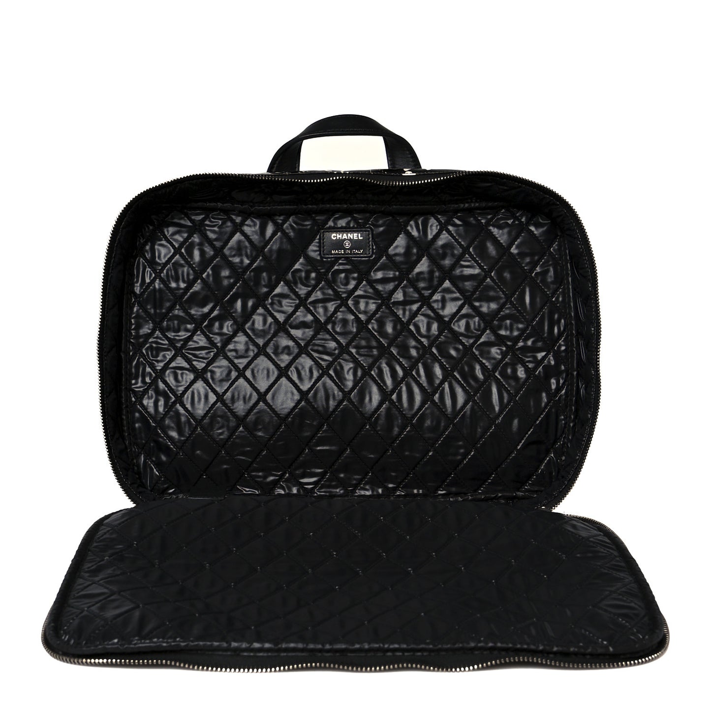 Coated Canvas Airline Large Travel Bag Black White