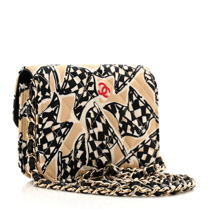 Chanel Canvas Check Flag Printed CC Clutch With Chain Beige Multicolor 3 of 10
