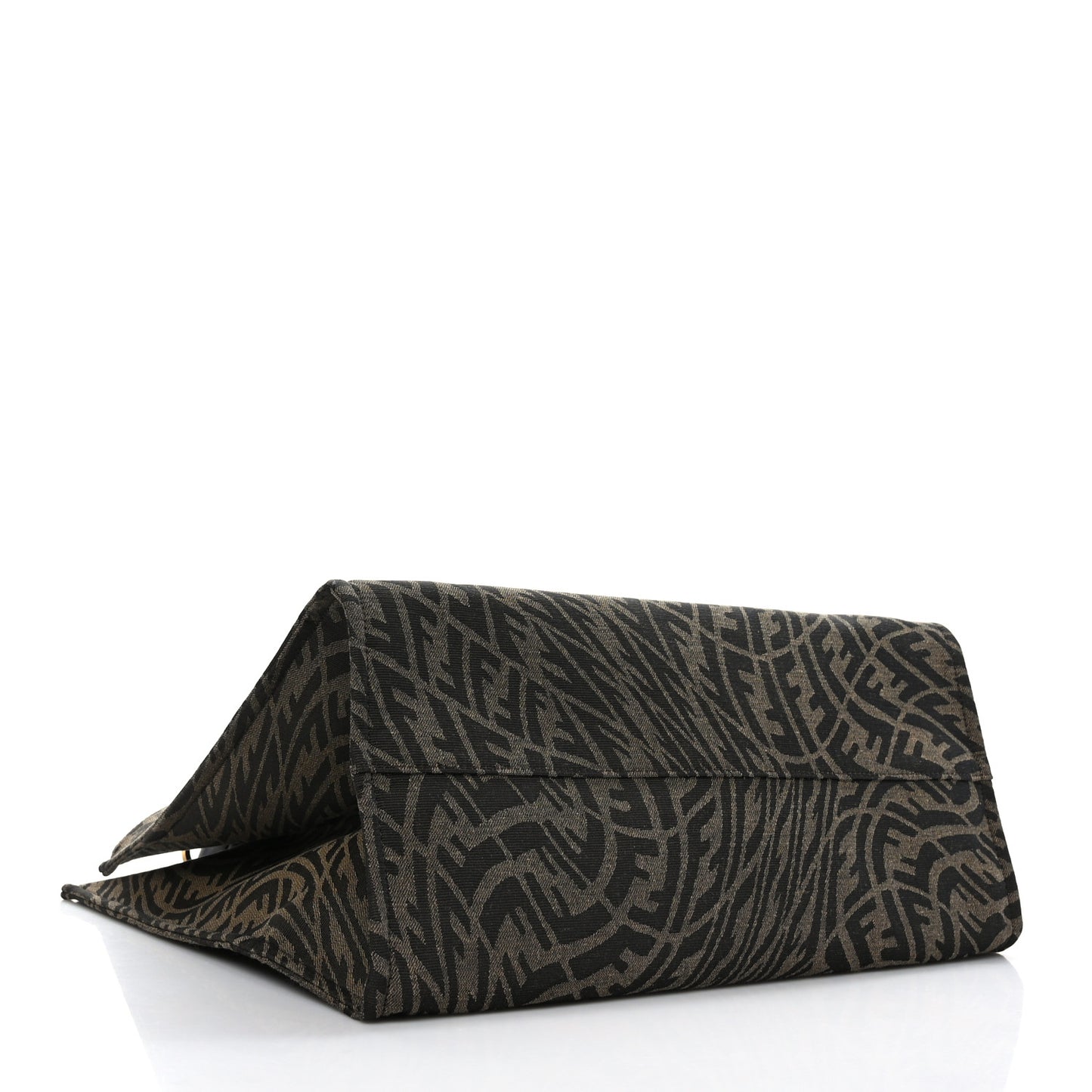 X SARAH COLEMAN Fabric Jacquard Vitello King FF Vertigo Shopping Tote Bag Tobacco Moro Black