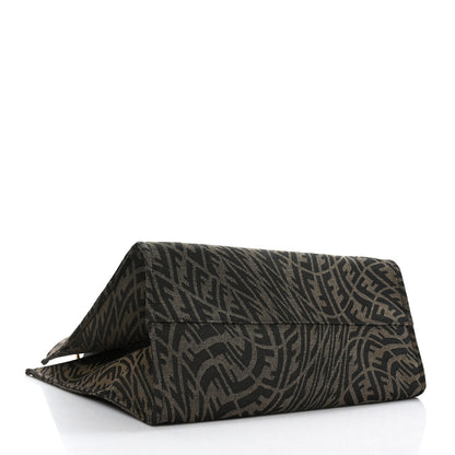 Fendi X SARAH COLEMAN Fabric Jacquard Vitello King FF Vertigo Shopping Tote Bag Tobacco Moro Black 4 of 10