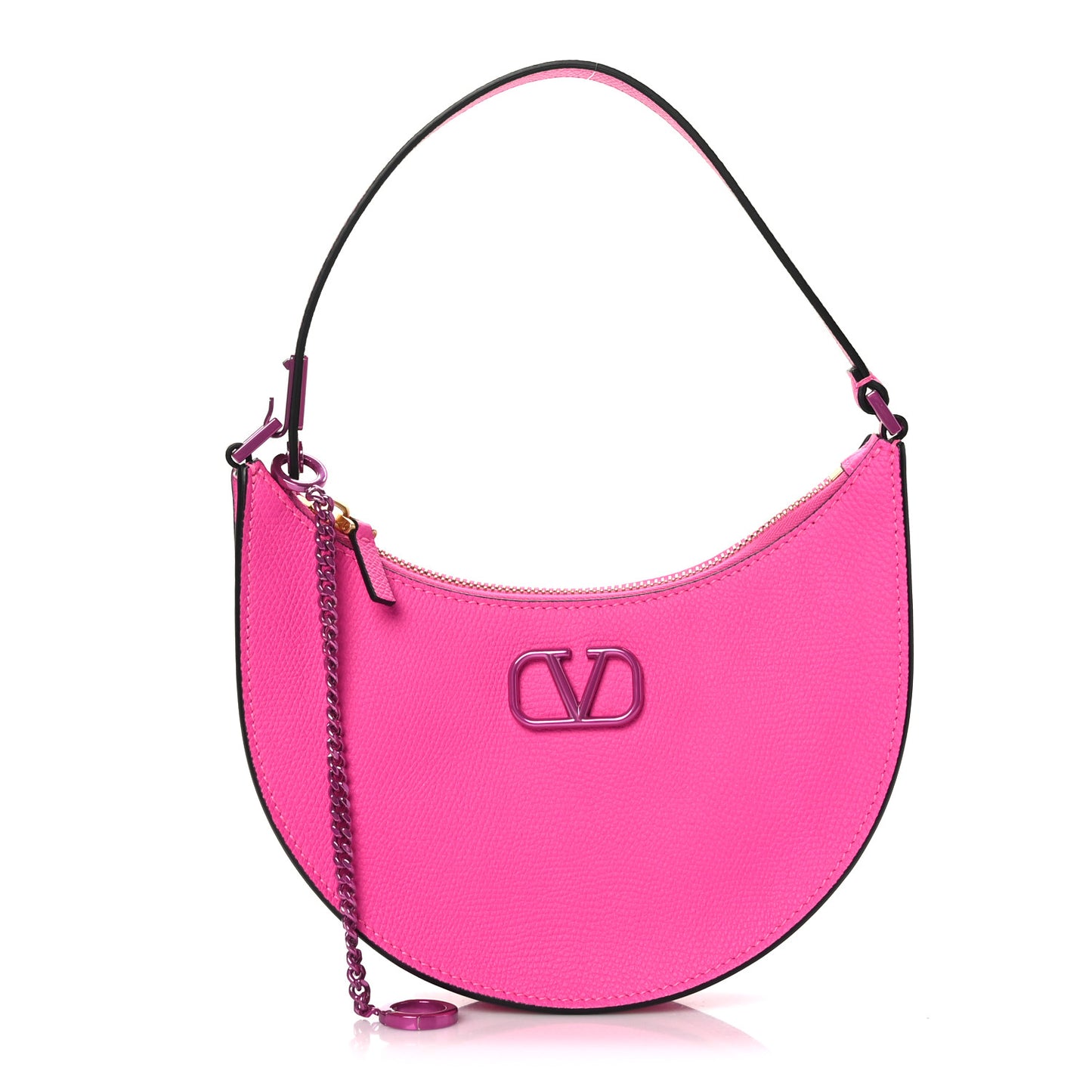 Grainy Calfskin Mini Vlogo Hobo Bag Pink PP