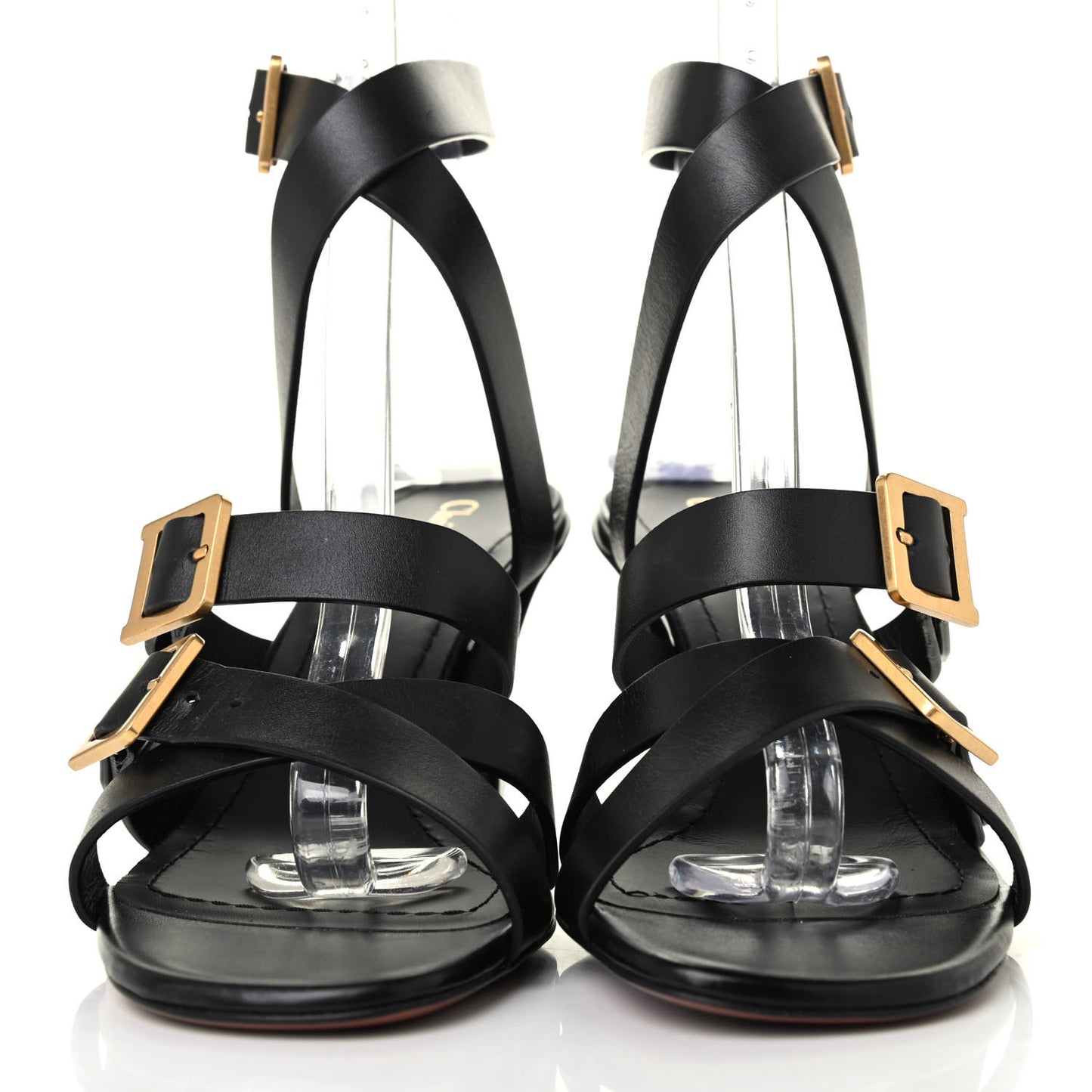 Calfskin Double D 70mm Sandals 37.5 Black