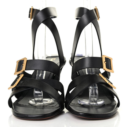 Christian Dior Calfskin Double D 70mm Sandals 37.5 Black 2 of 4