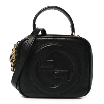 Gucci Sakai Be Green Calfskin Diagonal Stitched Blondie Top Handle Bag Black 1 of 11