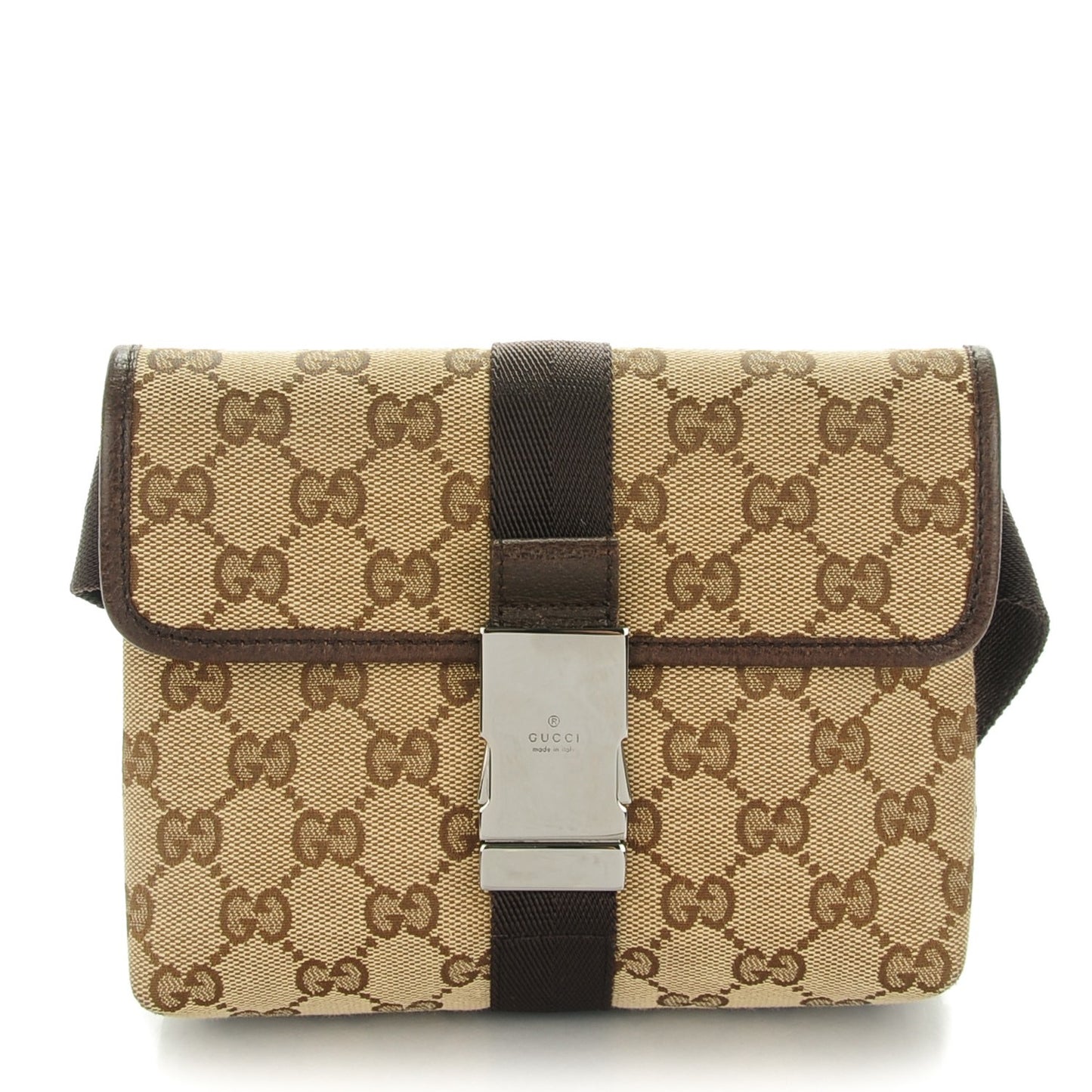 GG Monogram Buckle Belt Bag Dark Brown