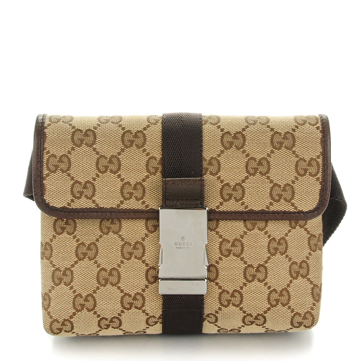 Gucci GG Monogram Buckle Belt Bag Dark Brown 1 of 7