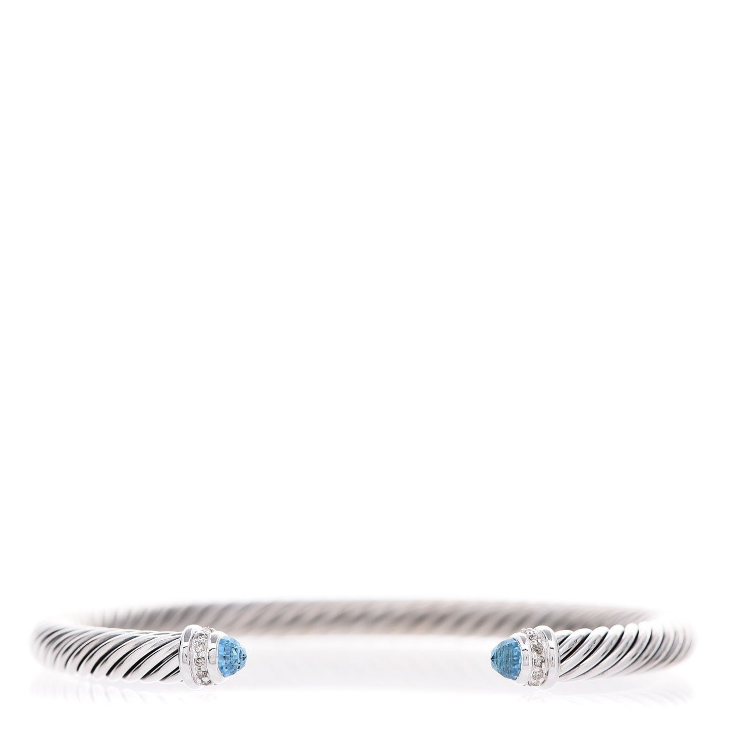 Sterling Silver Diamond Blue Topaz 5mm Cable Classics Bracelet