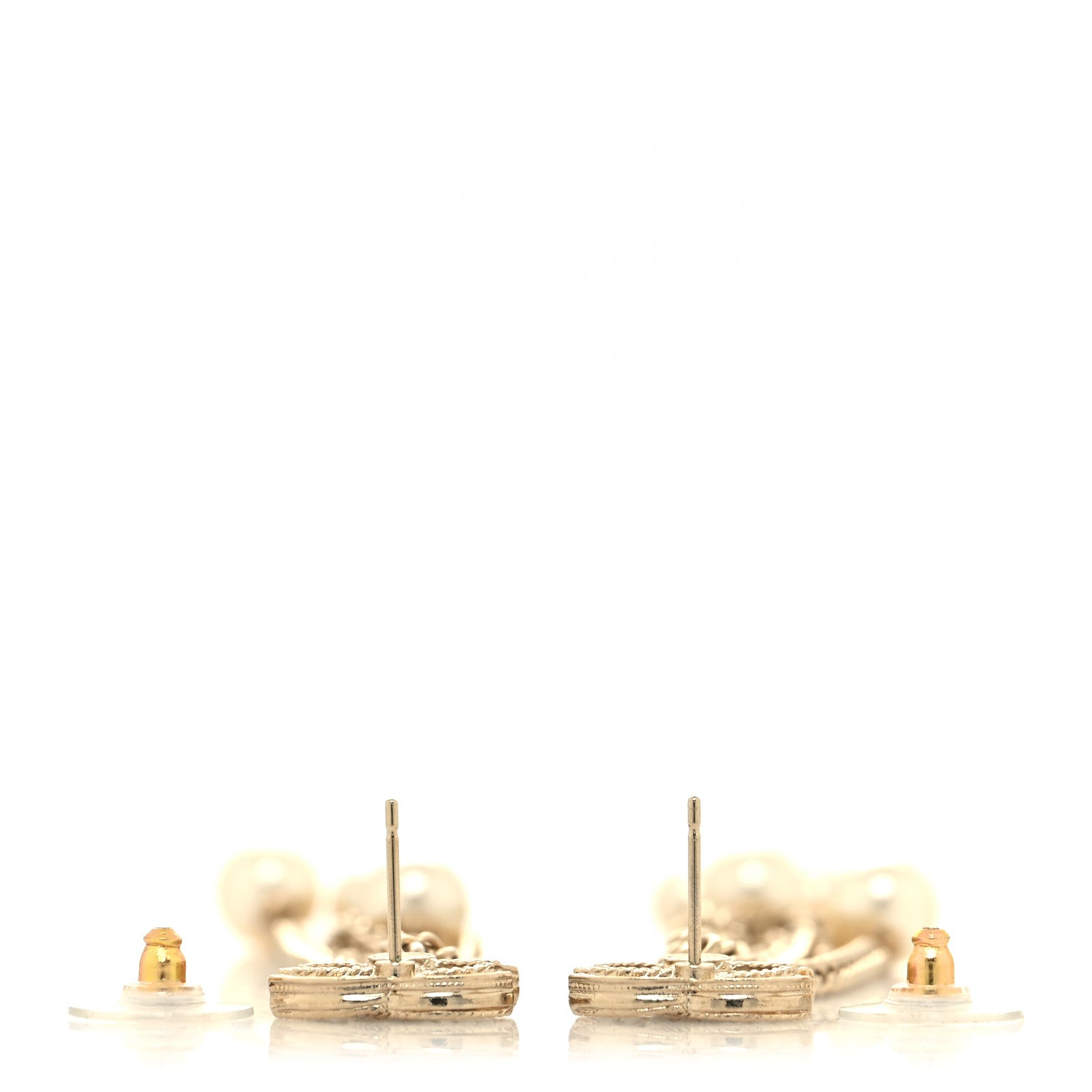 Chanel Pearl Chain CC Dangle Earrings Gold 3 of 4
