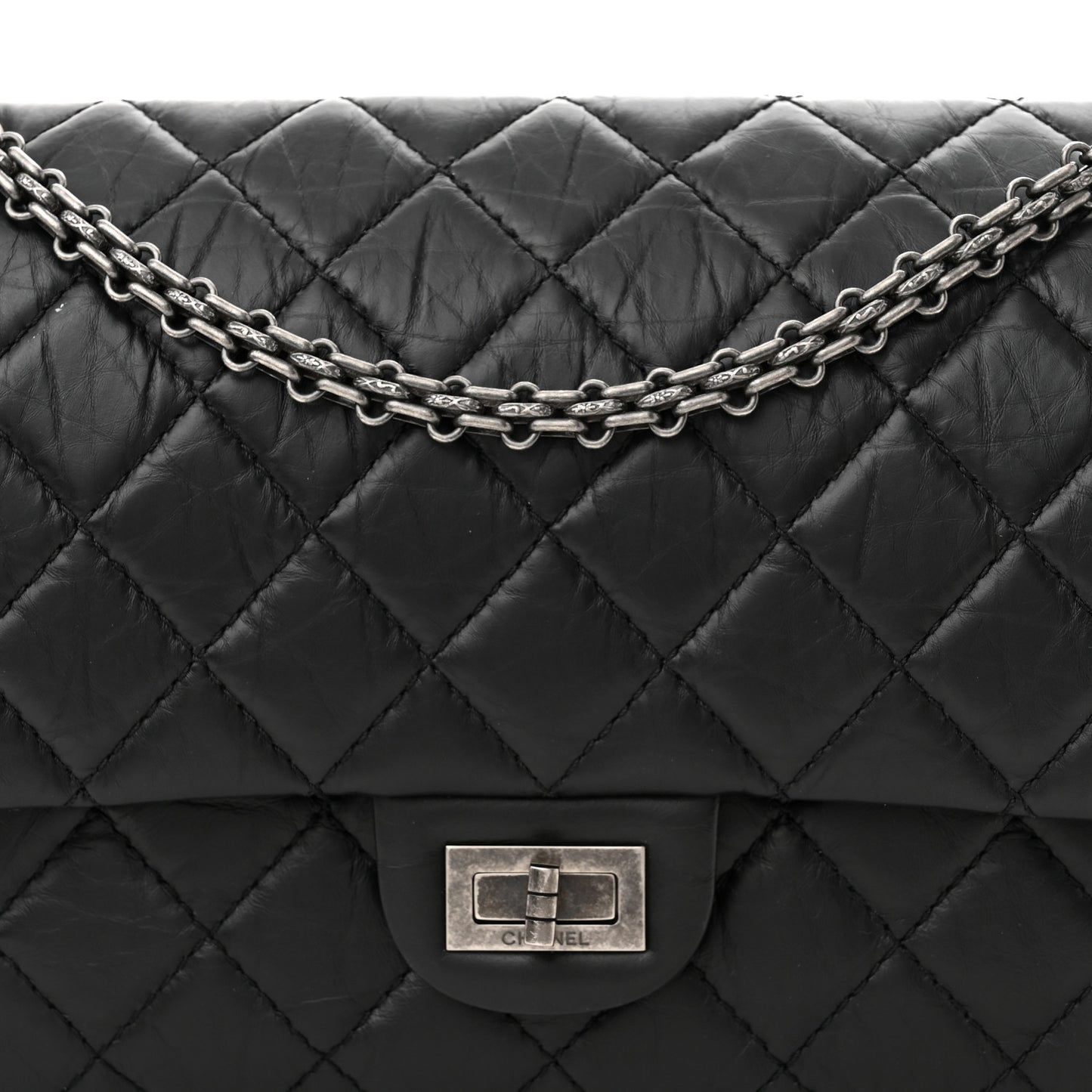 Aged Calfskin Quilted 2.55 Reissue 226 Flap Black