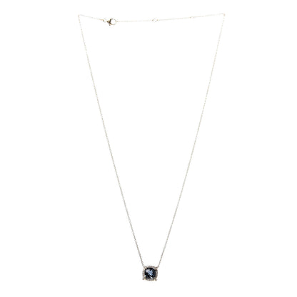 David Yurman 18K Yellow Gold Diamond Hampton Blue Topaz 7mm Petite Chatelaine Pave Bezel Pendant Necklace 3 of 7