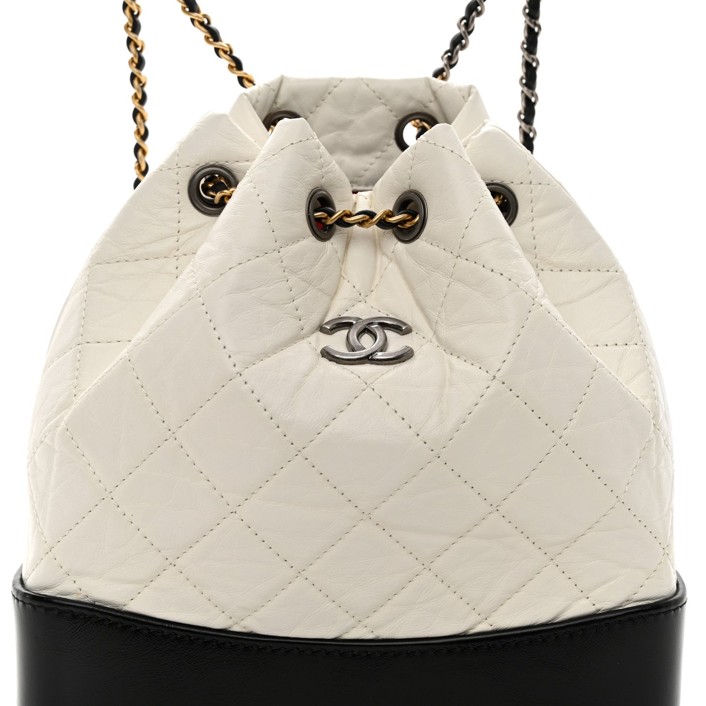 Aged Calfskin Quilted Small Gabrielle Backpack Black White