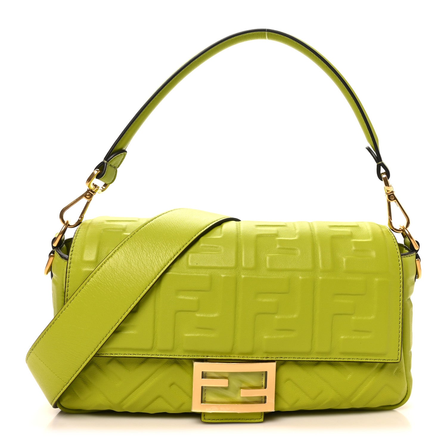 Fendi Nappa FF 1974 Embossed Baguette Wasabi 1 of 10