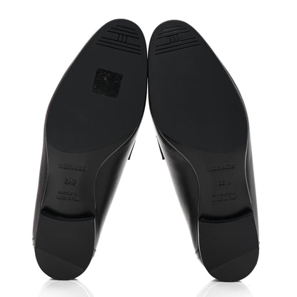 Hermes Goatskin Womens Royal Loafers 35.5 Black 5 of 9