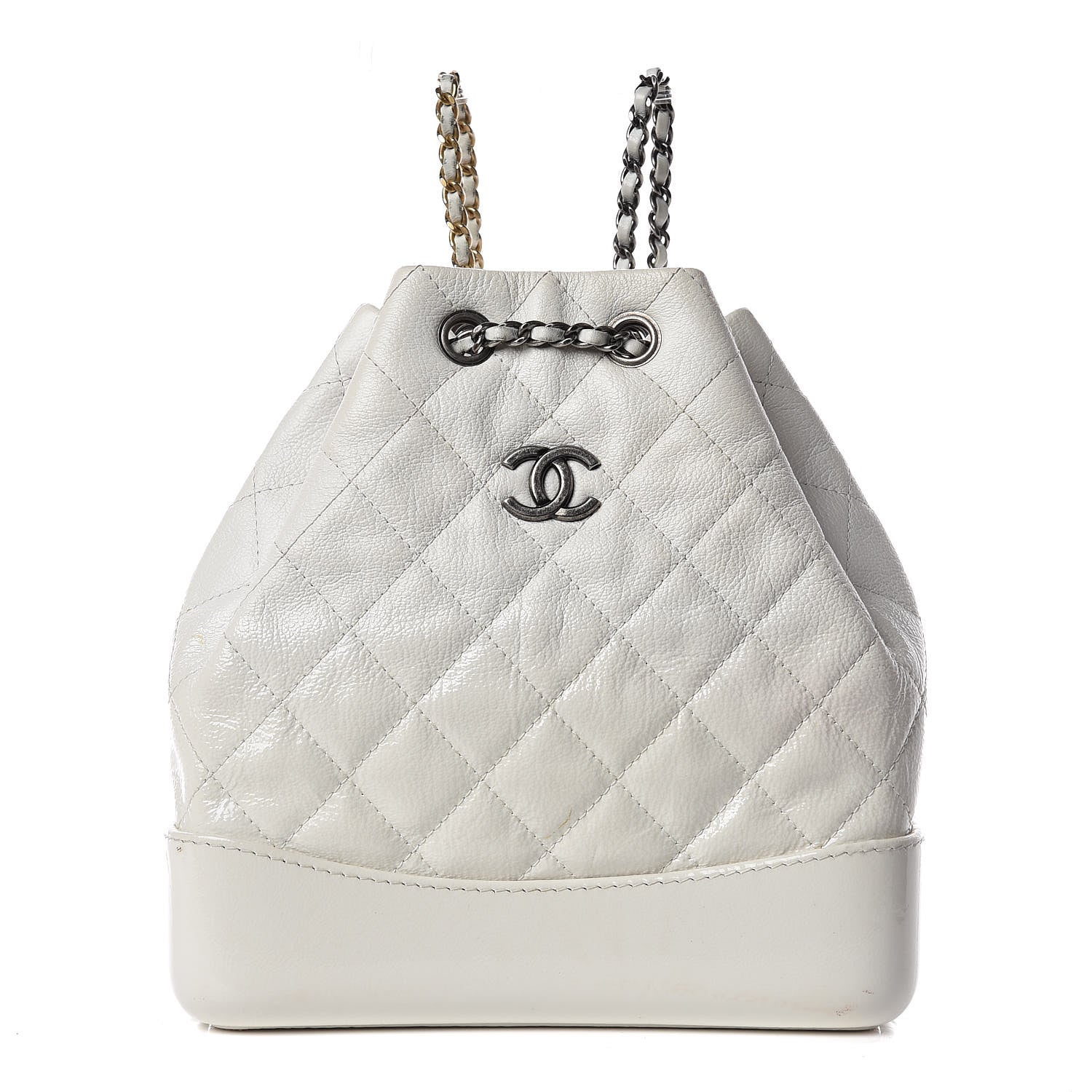 Chanel Patent Goatskin Quilted Small Gabrielle Backpack White 1 of 15