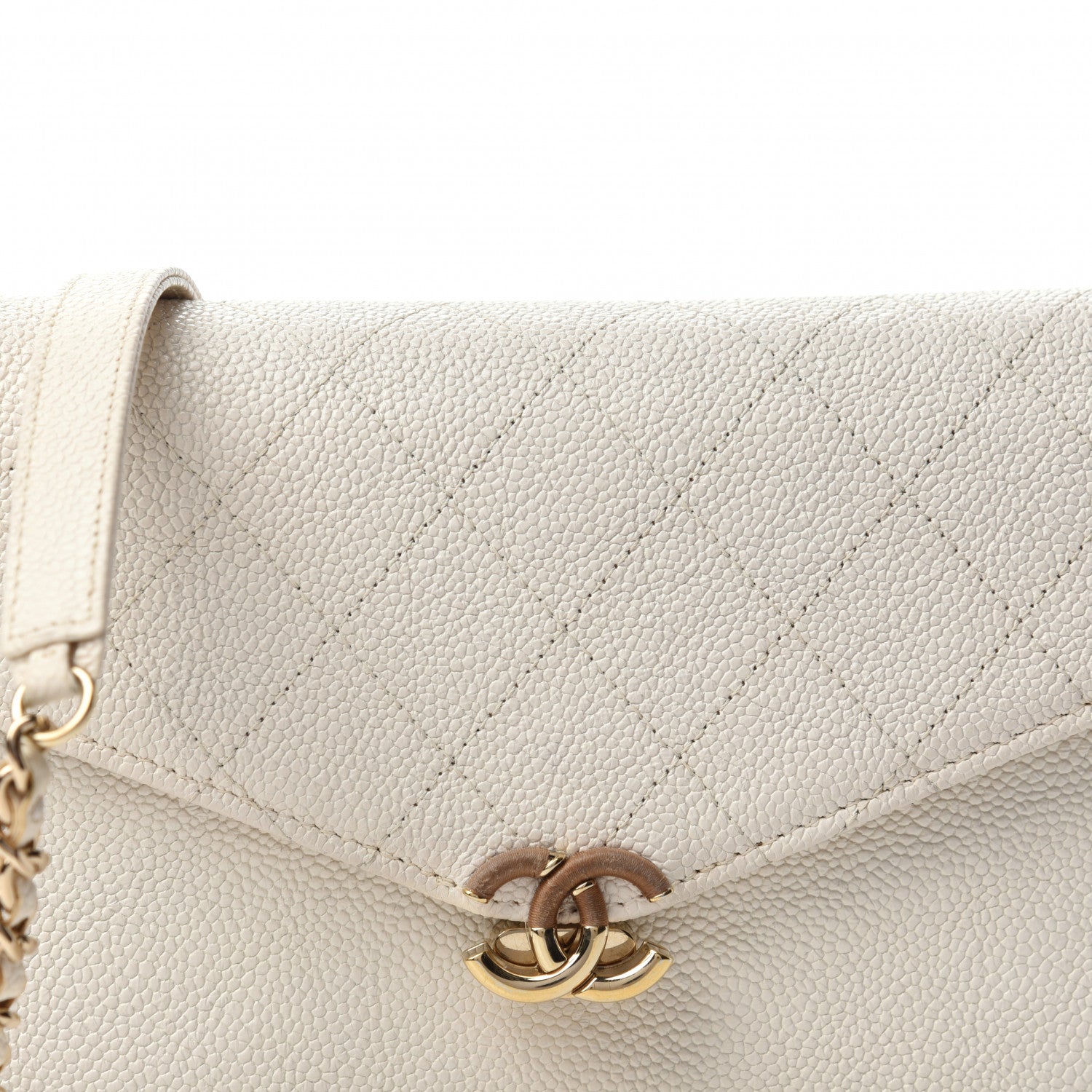 Chanel Grained Calfskin Quilted Cuba Wallet On Chain WOC White 12 of 13