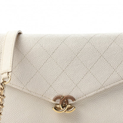 Chanel Grained Calfskin Quilted Cuba Wallet On Chain WOC White 12 of 13